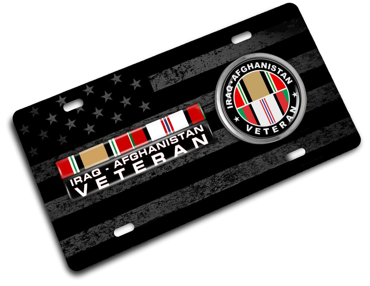 Iraq - Afghanistan Veteran - Stainless Steel Car License Plate